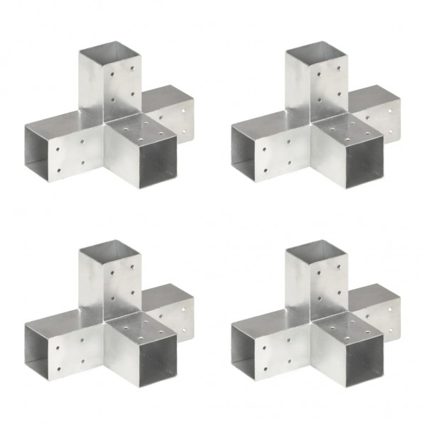 Conectores de postes en X 4 uds metal galvanizado 71x71 mm D