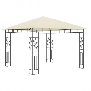 Gazebo com rede mosquiteira 3x3x2.73 m 180 g/m² creme H