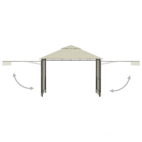 Gazebo com toldos duplos extensíveis 3x3x2.75 m 180 g/m² creme M 4