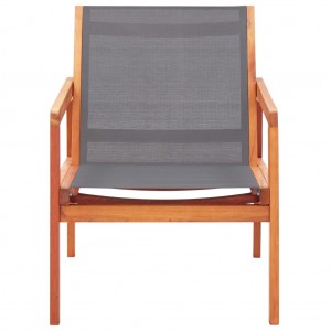 Silla de jardín de madera maciza de eucalipto y textilene gris H