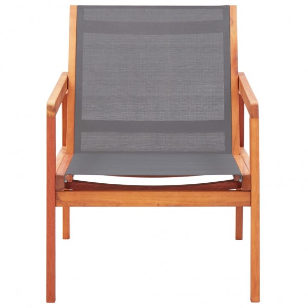 Silla de jardín de madera maciza de eucalipto y textilene gris M 2