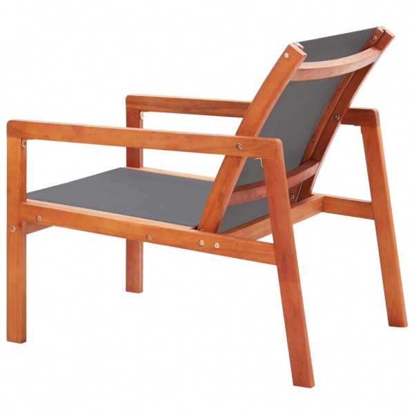 Silla de jardín de madera maciza de eucalipto y textilene gris M 4