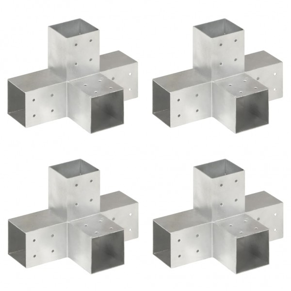 Conectores de postes en X 4 uds metal galvanizado 81x81 mm D