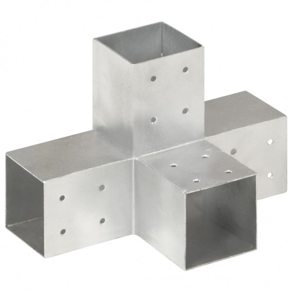 Conectores de postes en X 4 uds metal galvanizado 81x81 mm M 3