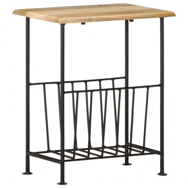 Revistero madera maciza de mango y acero 40x30x50 cm D