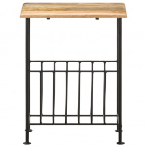 Revistero madera maciza de mango y acero 40x30x50 cm H