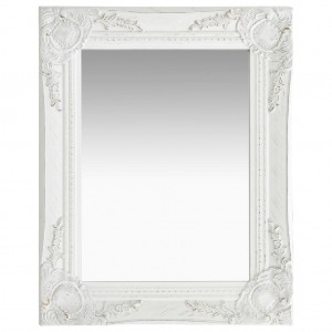 Espejo de pared estilo barroco blanco 50x40 cm H