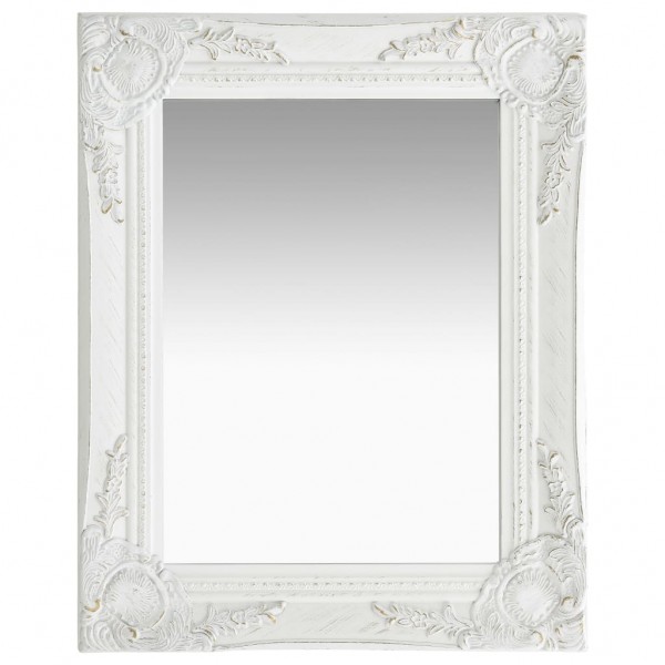 Espejo de pared estilo barroco blanco 50x40 cm M 2