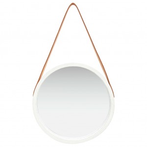 Espejo de pared con correa blanco 40 cm H