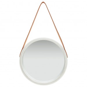 Espejo de pared con correa plateado 40 cm H