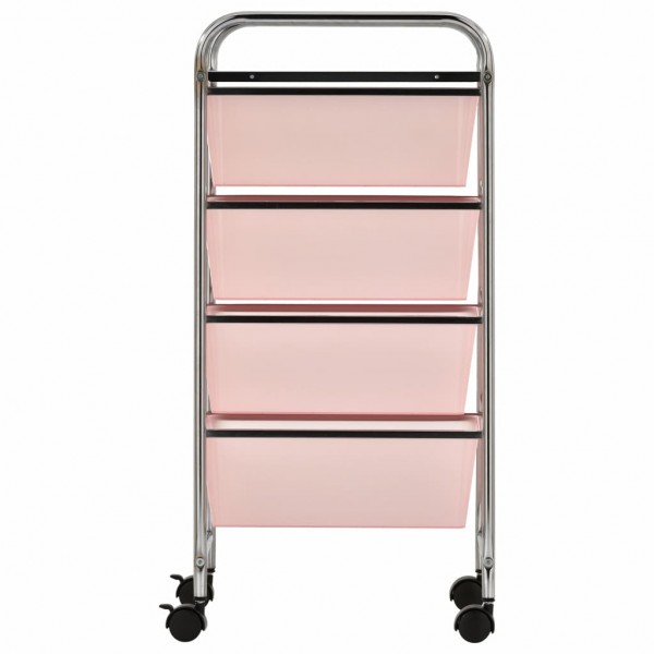 Carrito de almacenaje portátil 4 cajones plástico rosa M 5