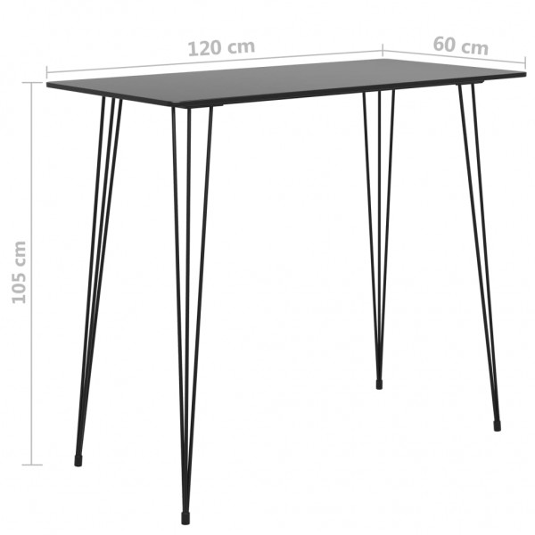 Mesa alta de cocina negro 120x60x105 cm M 5