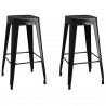 Taburetes de bar apilables 2 unidades de metal negro 1