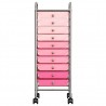 Carrito de almacenaje portátil 10 cajones plástico ombre rosa 5