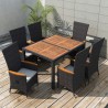Set comedor de jardín 7 piezas ratán sintético y madera negro 1