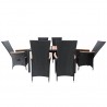 Set comedor de jardín 7 piezas ratán sintético y madera negro 4