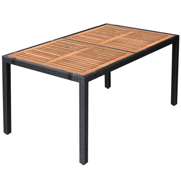 Set comedor de jardín 7 piezas ratán sintético y madera negro M 5