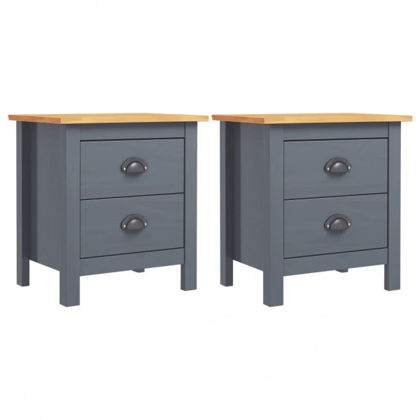 Mesitas de noche Hill 2 uds madera de pino gris 46x35x49.5 cm D