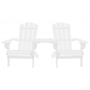 Silla jardín Adirondack y mesita madera maciza de abeto blanca H