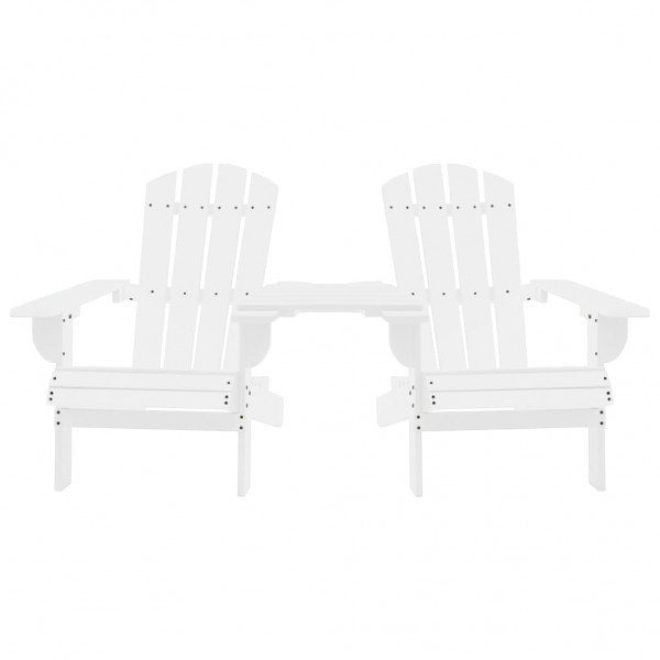 Silla jardín Adirondack y mesita madera maciza de abeto blanca M 2
