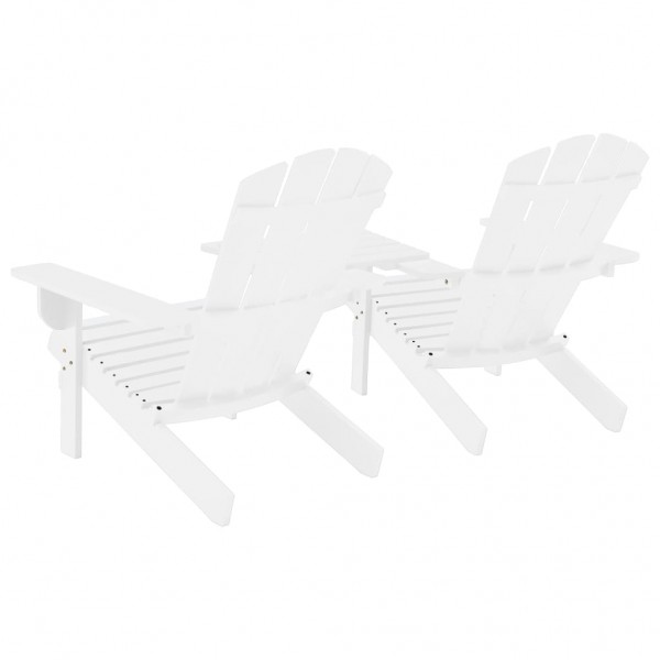 Silla jardín Adirondack y mesita madera maciza de abeto blanca M 4