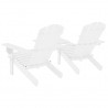 Silla jardín Adirondack y mesita madera maciza de abeto blanca 4