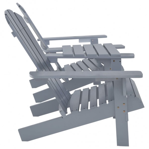 Silla jardín Adirondack y mesita madera maciza de abeto gris M 3