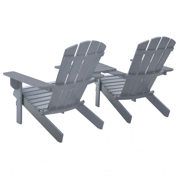 Cadeiras jardim Adirondack + mesa centro madeira abeto cinza M 4