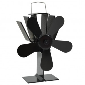 Ventilador de estufa accionado por calor 5 aspas negro H