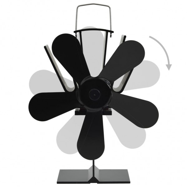 Ventilador de estufa accionado por calor 5 aspas negro M 4