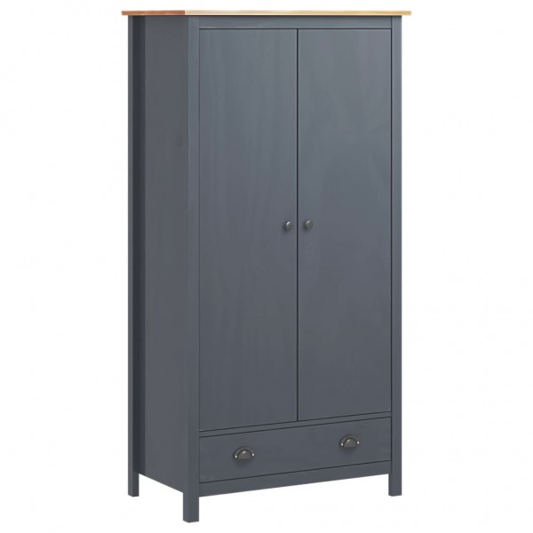 Armario de 2 puertas Hill madera maciza pino gris 89x50x170cm D