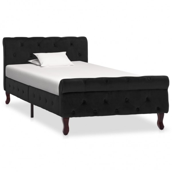 Estructura de cama de terciopelo negro 90x200 cm D