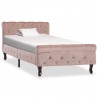 Estrutura de cama 90x200 cm veludo cor-de-rosa 1