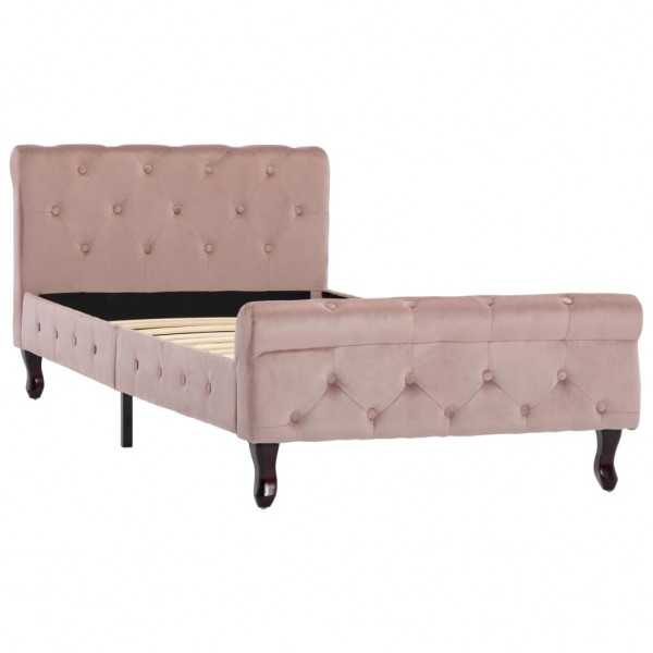 Estrutura de cama 90x200 cm veludo cor-de-rosa M 2