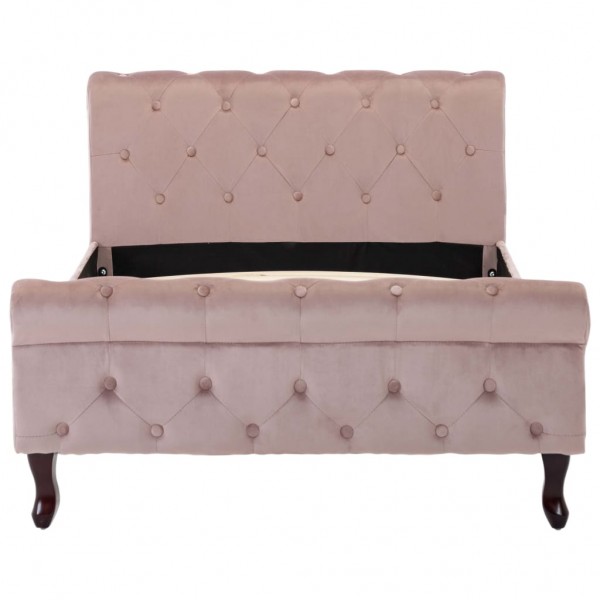 Estructura de cama de terciopelo rosa 100x200 cm M 3