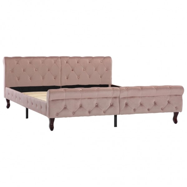 Estrutura de cama 160x200 cm veludo cor-de-rosa M 2