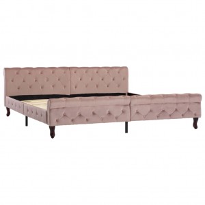 Estrutura de cama 200x200 cm veludo cor-de-rosa H