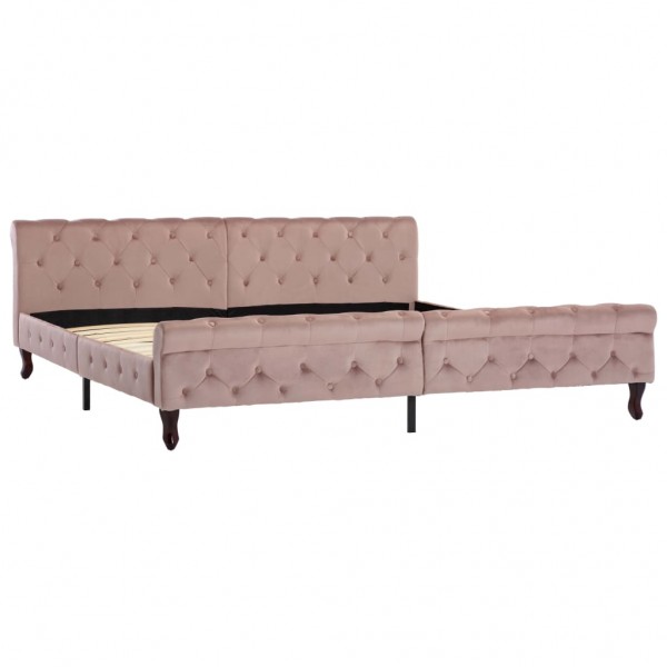 Estrutura de cama 200x200 cm veludo cor-de-rosa M 2