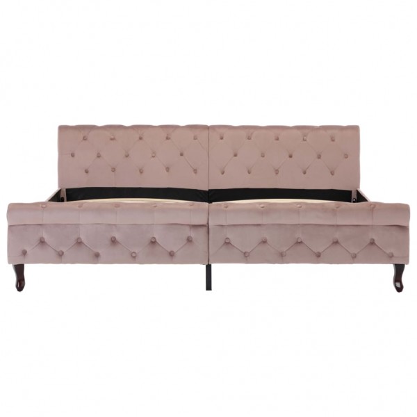 Estrutura de cama 200x200 cm veludo cor-de-rosa M 3