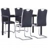 5 pcs conjunto de jantar couro artificial preto 1
