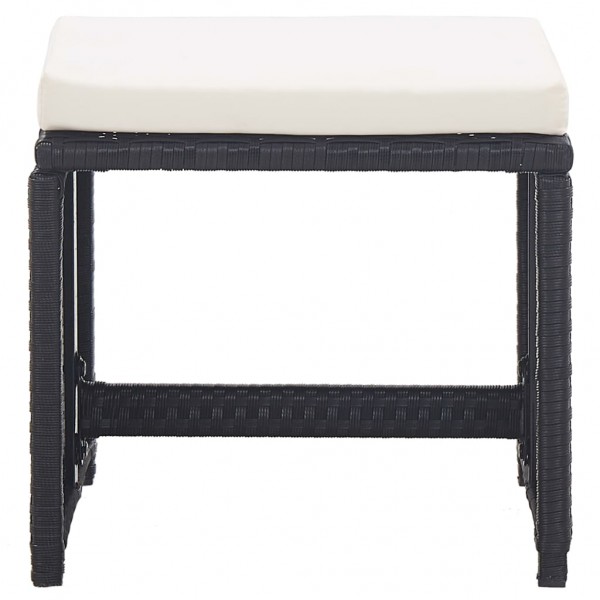 Bancos de jardim 2 pcs com almofadões em vime PE preto M 3