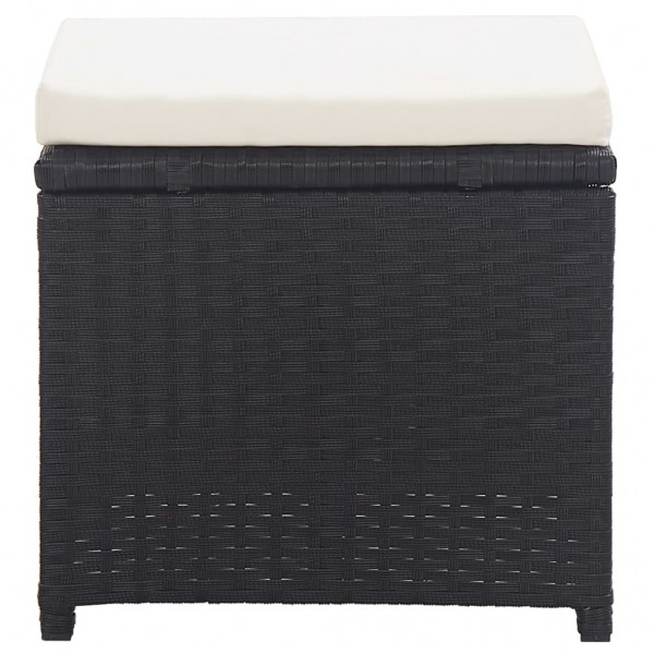 Bancos de jardim 2 pcs com almofadões em vime PE preto M 5