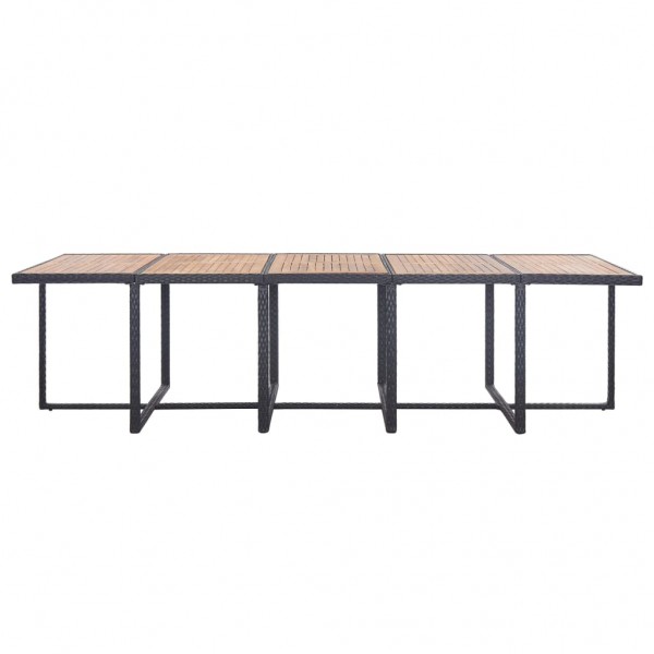 Set comedor de jardín 15 piezas y cojines ratán sintético negro M 4