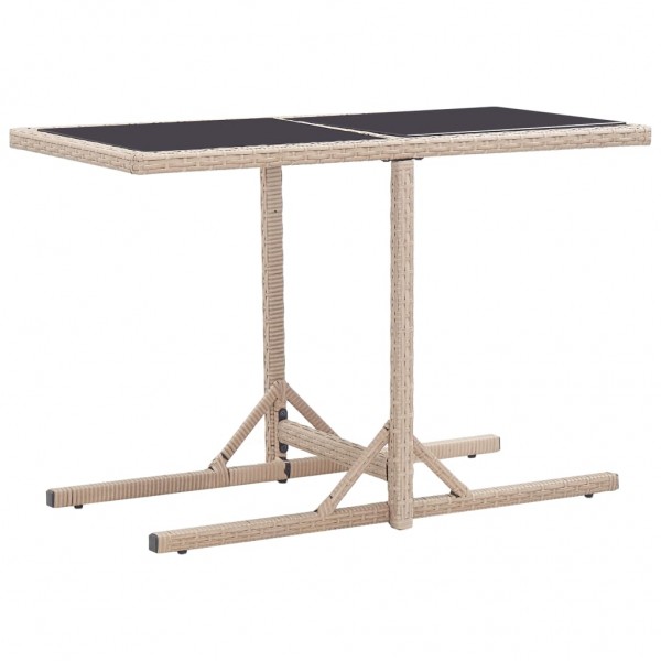 Mesa de jardín de vidrio y ratán sintético beige 110x53x72 cm D