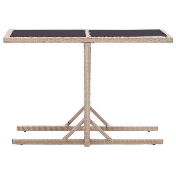 Mesa de jardín de vidrio y ratán sintético beige 110x53x72 cm M 2