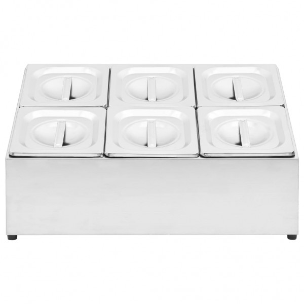 Suporte gastronorm c/ 6 recipientes GN 1/6 aço inoxidável M 3