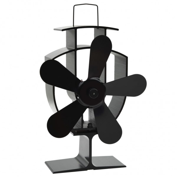 Ventilador de estufa accionado por calor 5 aspas negro M 3