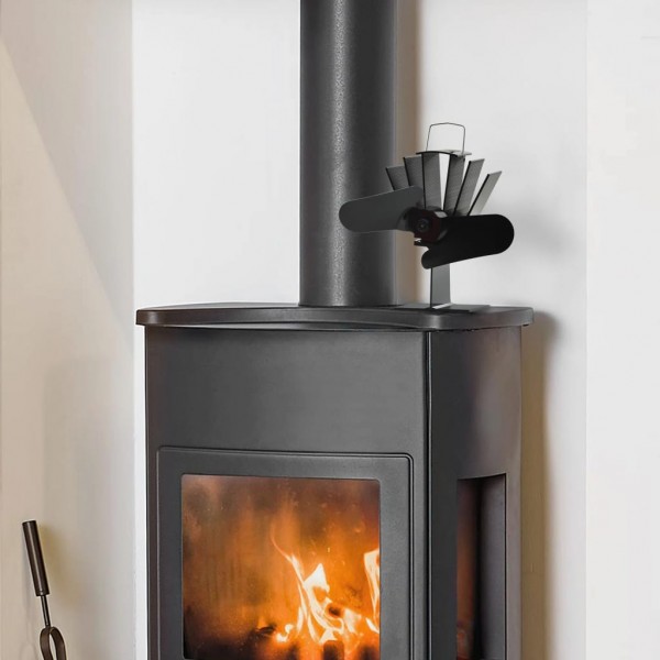 Ventilador de estufa accionado por calor 2 aspas negro M 5