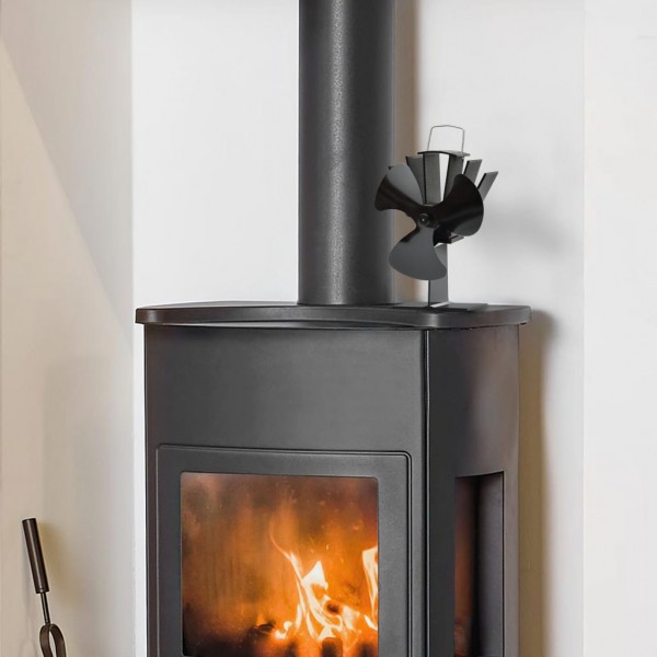 Ventilador de fogão alimentado a calor 3 lâminas preto M 2