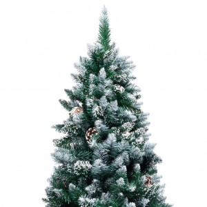 Árbol de Navidad artificial con piñas y nieve blanca 210 cm H